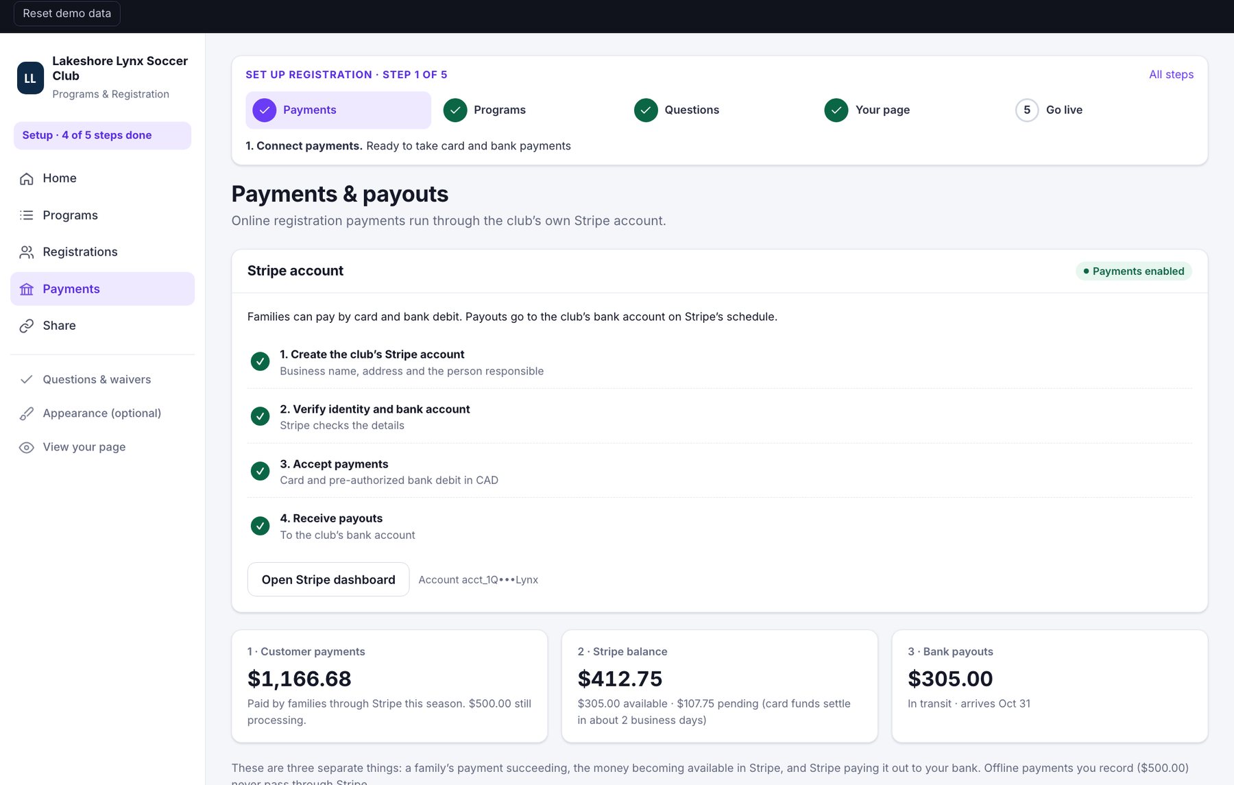 Payments and payouts