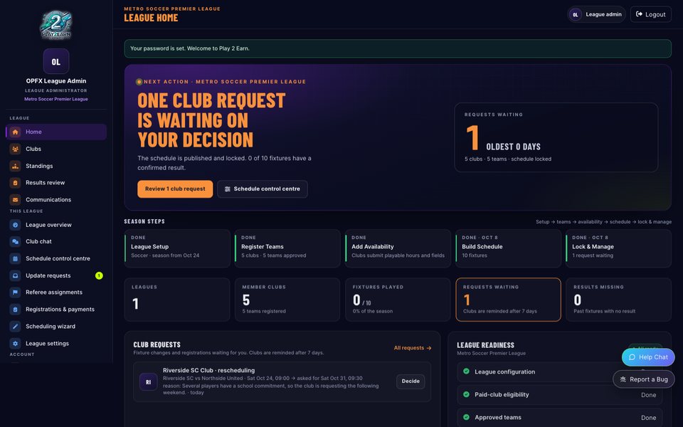 League dashboard
